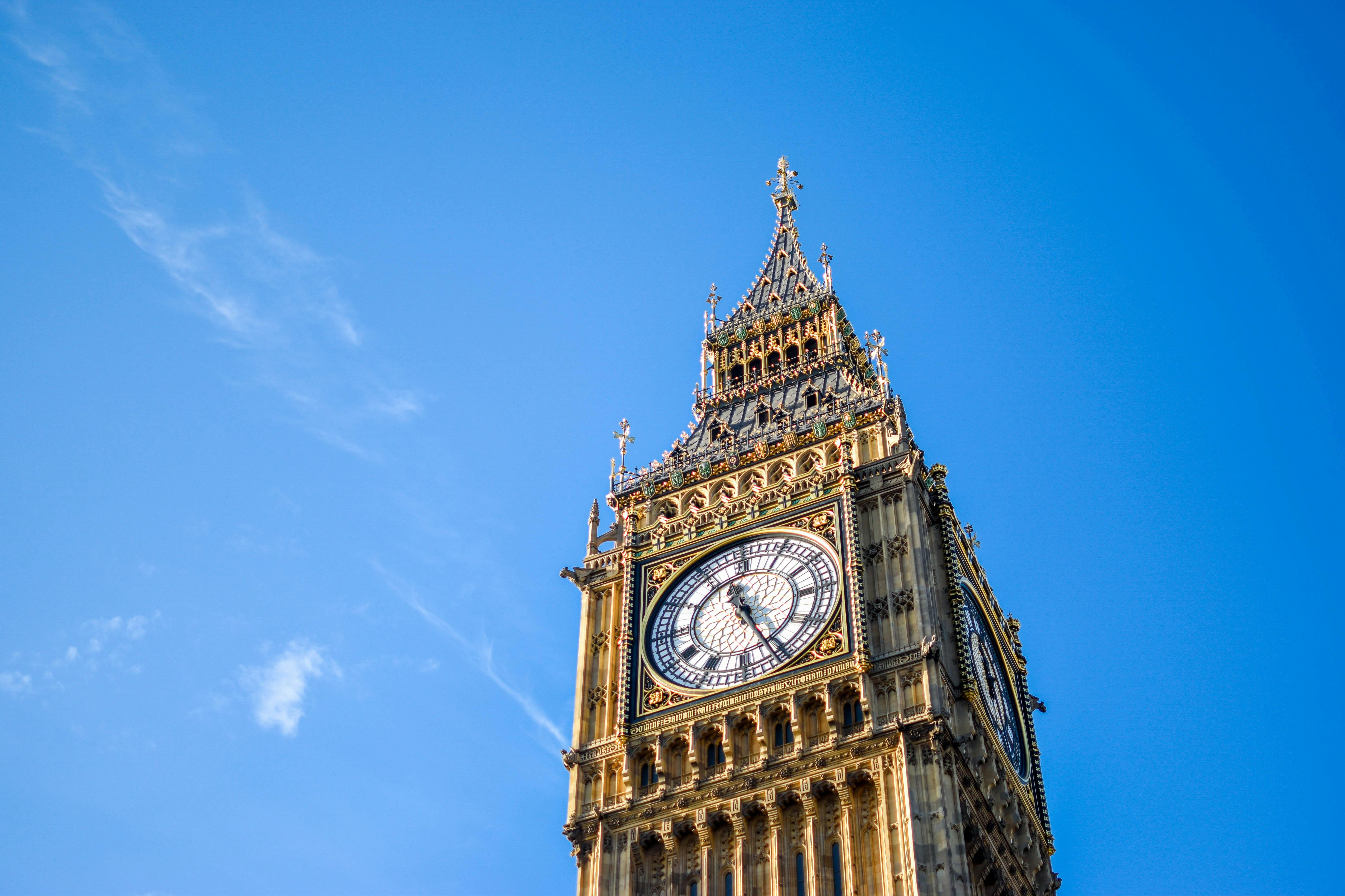 Iconic London skyline with Big Ben and London Eye