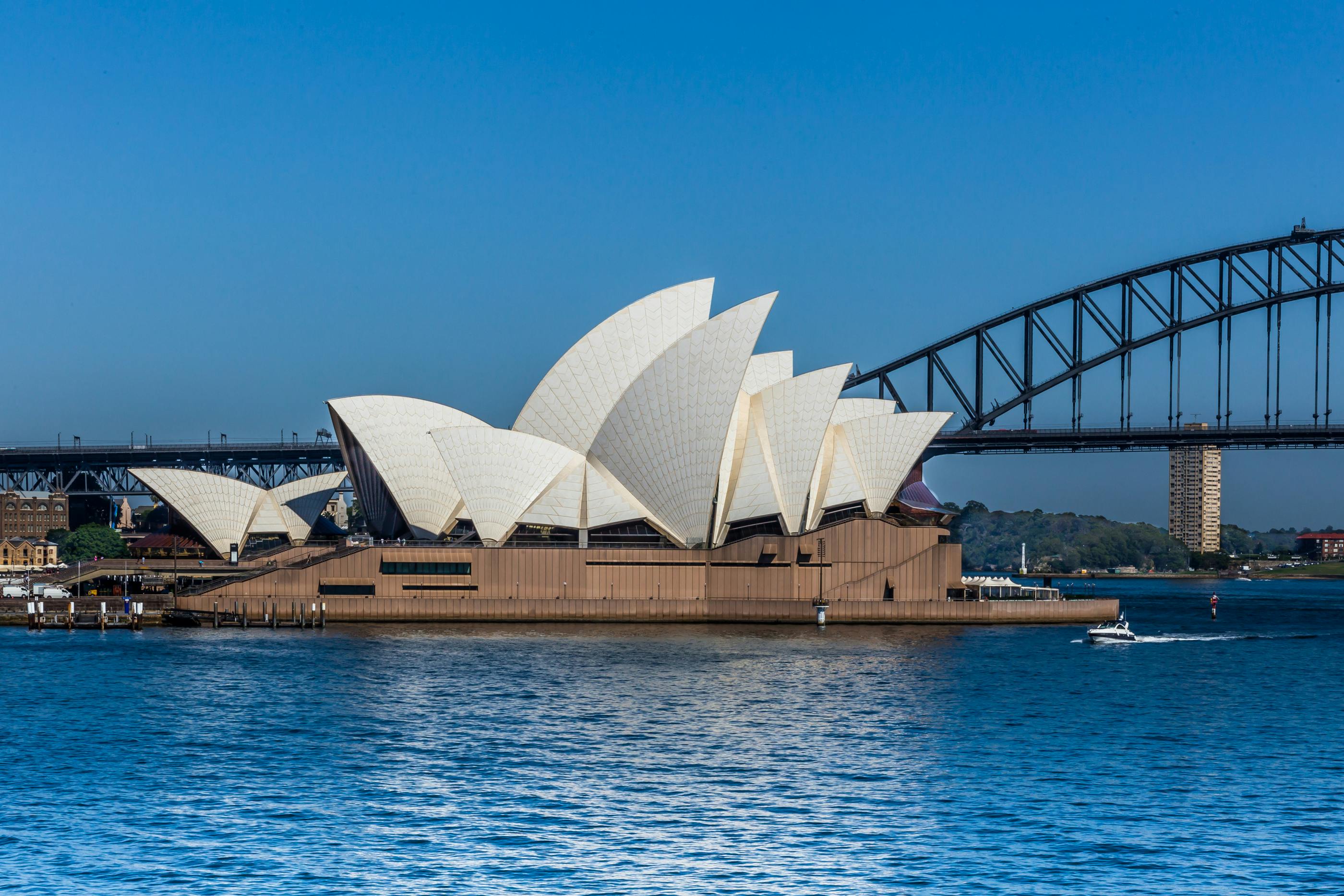 Sydney Opera House and Harbour Bridge with beautiful coastline